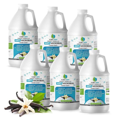 Plainly Earth Antimicrobial Liquid Hand Soap (6 x 64 Oz) - Antibacterial Soap Refill - Hand Soap Refill Bottle - Cruelty Free Moisturizing Soap, Sweet Vanilla