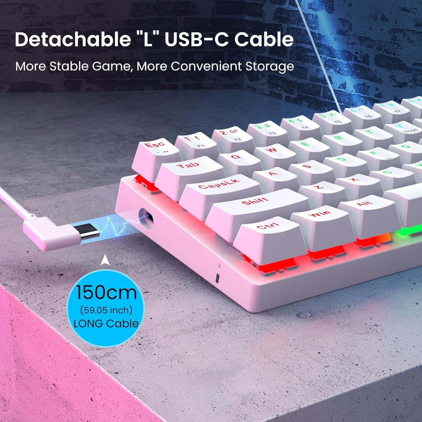 60 Percent Keyboard Black & White, Lighting up Your Desktop