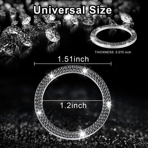 LivTee 2 PCS Crystal Double Rhinestone Car Engine Start Stop Decoration Ring, Bling Car Interior Accessories for Women, Push to Start Button Cover Sticker, Automotive Decals, Glossy Black