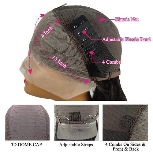 Bob Wig Wear and Go Glueless Wigs Brazilian Virgin Bob Wig Human Hair with Baby Hair 180 Density 13x4 Lace Front Wigs Human Hair Pre Plucked Glueless Wig 16 inch Natural Color