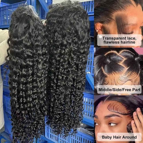 VIPbeauty 13x6 Water Wave Lace Front Wigs Human Hair 180% Density Deep Wave 13x6 HD Lace Front Wigs Human Hair Pre Plucked 14A Brazilian Virgin Curly Wigs for Women 22 Inch