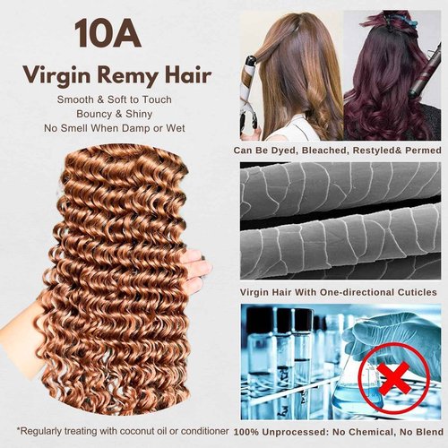 MOMOSHERO Color 30 Bundles Human Hair Deep Wave 18 18 18 Inch Human Hair Curly Bundles Light Brown 10A Curly Sew In Hair Bundles Chestnut Auburn Brown Brazilian Virgin Remy Bouncy Wholesale Hair Weave