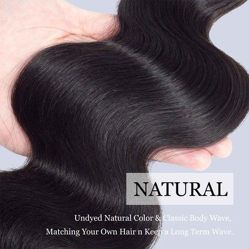 MOMOSHERO 5x5 HD Lace Closure, 18 Inch Body Wave Human Hair, Pre Plucked Sew In, 100% Unprocessed Brazilian Virgin Wavy Hair, Natural Black
