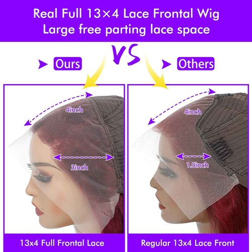FASHION PLUS 99J Loose Wave Lace Front Wigs Human Hair Pre Plucked 200% Density 13x4 HD Transparent Burgundy Loose Deep Wave Full Frontal Human Hair Wigs for Black Women