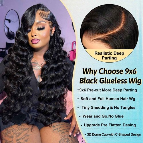 XNJ 30 Inch Glueless Wigs Human Hair Pre Plucked Pre Cut 200% Density Lace Front Wigs Human Hair Body Wave 9x6 Wear And Go Wig Human Hair Black Wig For Women