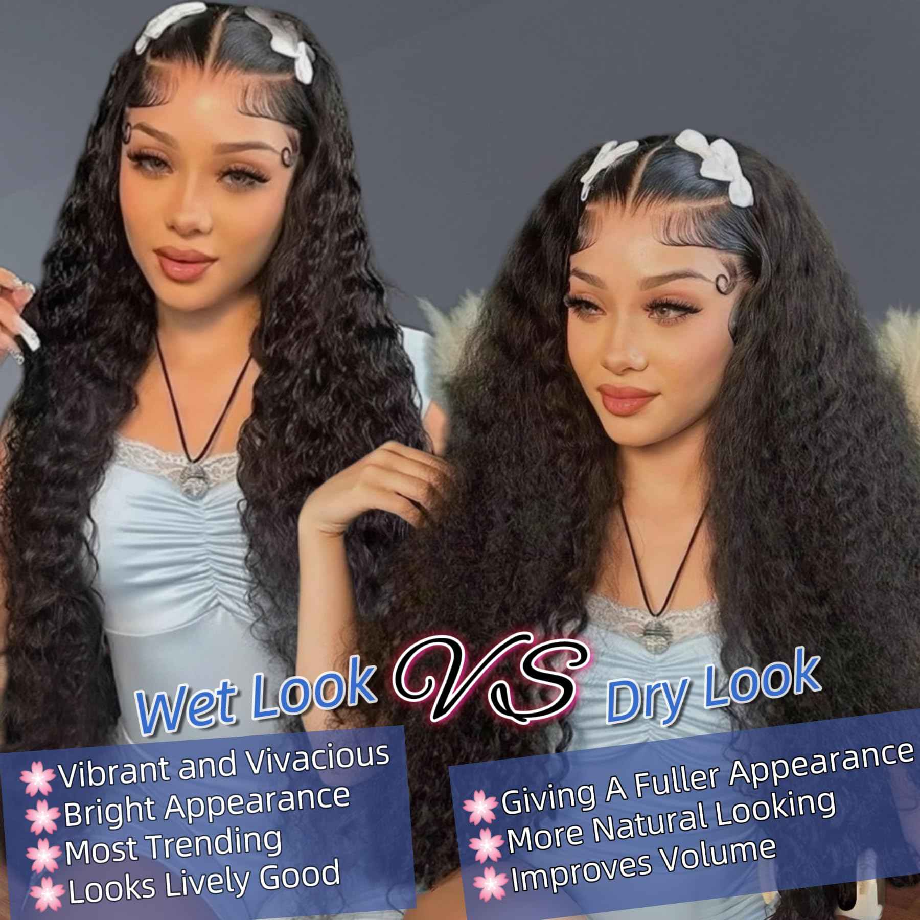 30 Inch Water Wave Lace Front Wigs Human Hair 200% Density Pre Plucked 13x6 HD Transparent Lace Frontal Wigs Human Hair For Women Deep Curly Glueless human hair wig (Black, 30 Inch)