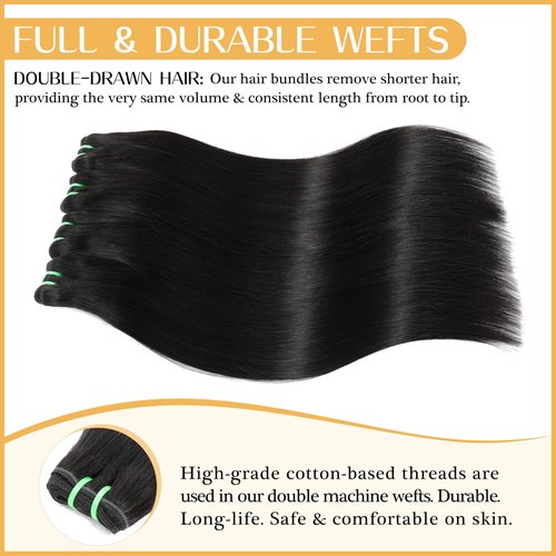 Syrenlore Raw Vietnamese Bundles Human Hair 16 Inch Straight Sew In Thick Bundles Unprocessed Raw Vietnamese 100% Real Virgin Human Hair Bundles Quick Weave Single Bundle for Black Women