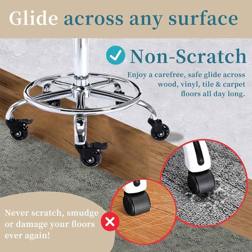 CoVibrant Wide Rolling Stool with Lockable Rubber Wheels & Footrest - Adjustable Swivel Stool Chair for Kitchen, Lab, Office, Salon, Home (Grey, 24''-31'')