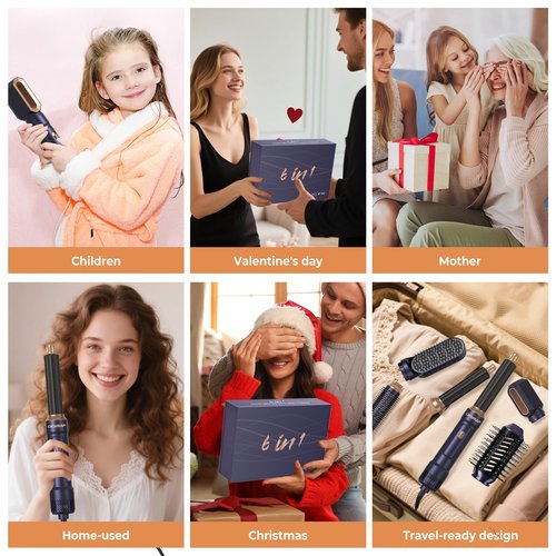 6 in ONE Blow Dryer Brush,Air Curling Iron