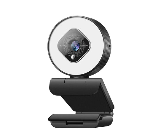 1080P Webcam for PC with Ring Light and Dual Microphone, Auto-Focus Webcam for Streaming, Adjustable Brightness Web Cam, USB Webcam for Zoom Skype| YouTube | PC | Mac| Laptop Desktop