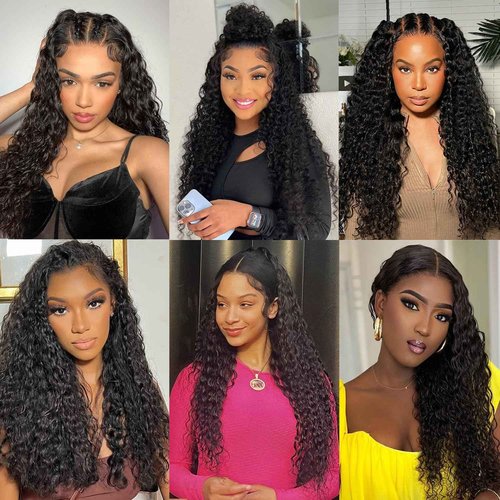 Glueless Wigs Human Hair Pre Plucked Pre Cut 13x4 Deep Wave Lace Front Wigs Human Hair Upgraded Glueless Wig Ready To Wear Curly HD Lace Front Wigs For Black Women Wear And Go (20 Inch)