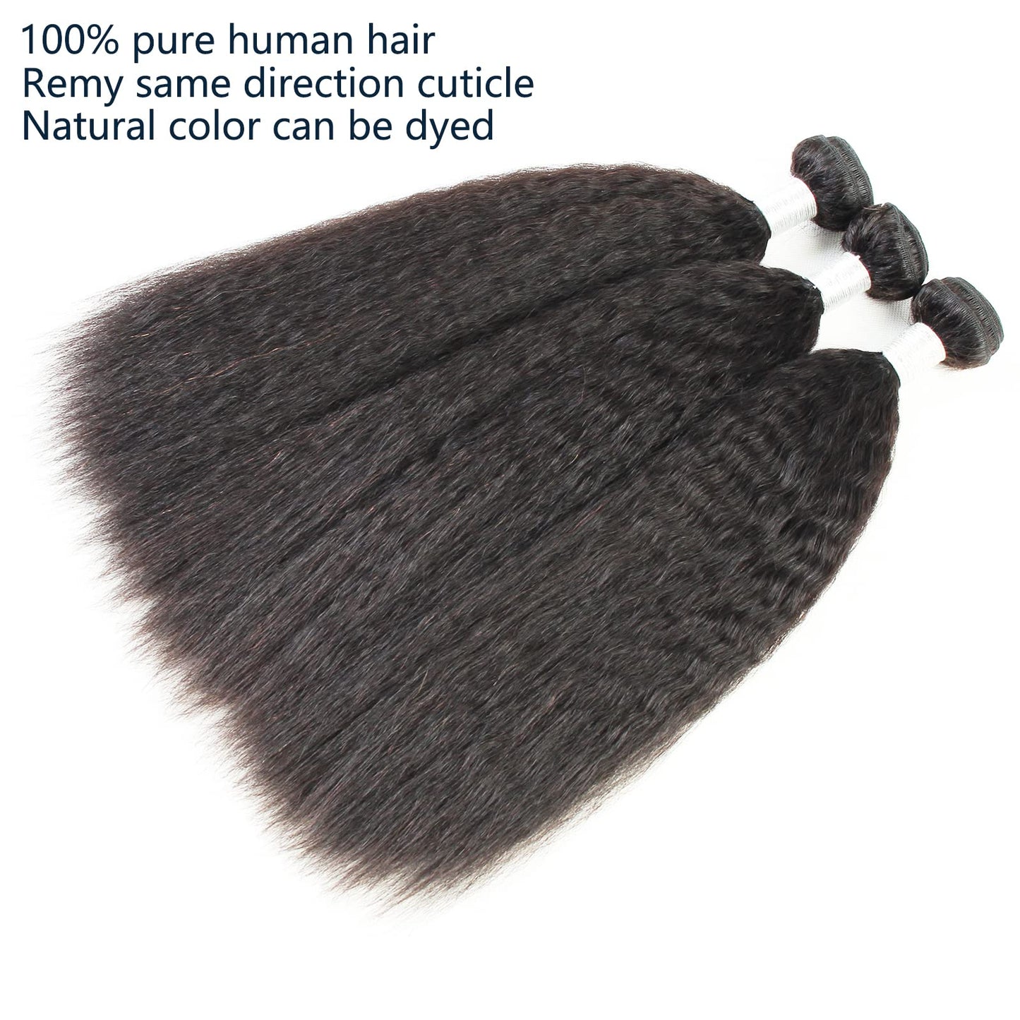 LINYINGYH Kinky Straight Bundles Human Hair Yaki Straight Bundles Weave 12 14 16 inch Real 100% Unprocessed Brazilian Remy Hair Extensions Natural Color 12a