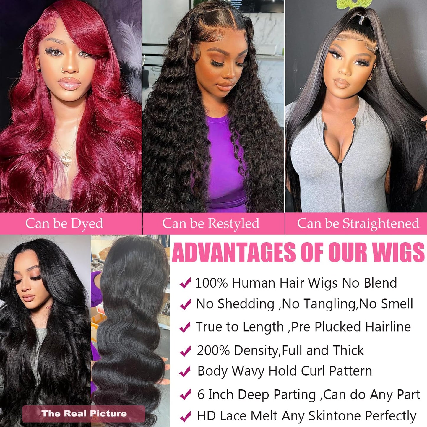 13x6 Lace Front Wigs Human Hair Body Wave HD Lace Front Wigs Human Hair Brazilian Glueless Body Wave Frontal Wigs Human Hair Pre Plucked Wigs for Women 28 Inch Natural Black 200 Density