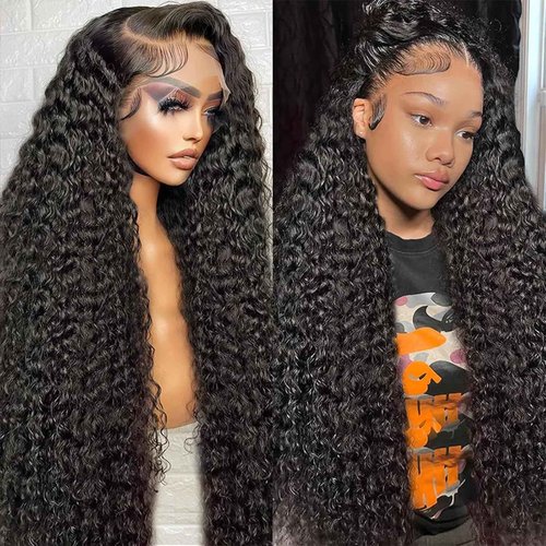 Tyiu 20 Inch Deep Wave Lace Front Wigs Human Hair Wigs for Women 13x6 Deep Curly Lace Frontal Wigs Human Hair 250 Density HD Lace Front Wigs Human Hair Pre Plucked with Baby Hair