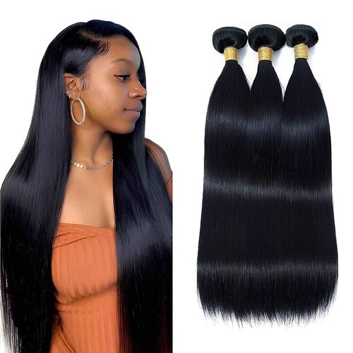 JTMMP 12A Straight Bundles Human Hair 26 26 26 Inch 100% Unprocessed Brazilian Virgin Hair 3 Human Hair Bundles for Black Women Natural Color Suitable To Wear At All Times