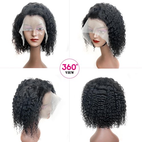Nipkocy Bob Wig Human Hair Short Deep Curly 16inch 180% Density 13x6 Frontal Hd Lace Wig Wet And Wavy Deep Wave Lace Front Wigs Human Hair For Black Women 100 Real Curly Human Hair Natural Black