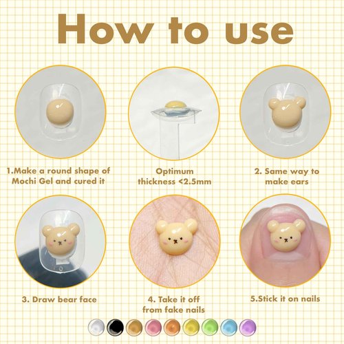 YJMyujimi Mochi Gel 3D Sculpture Paint Set, 9 Essential Colors, Self Leveling Texture, Mixing Compatible,DIY at home, Nail salons technicians UV curable