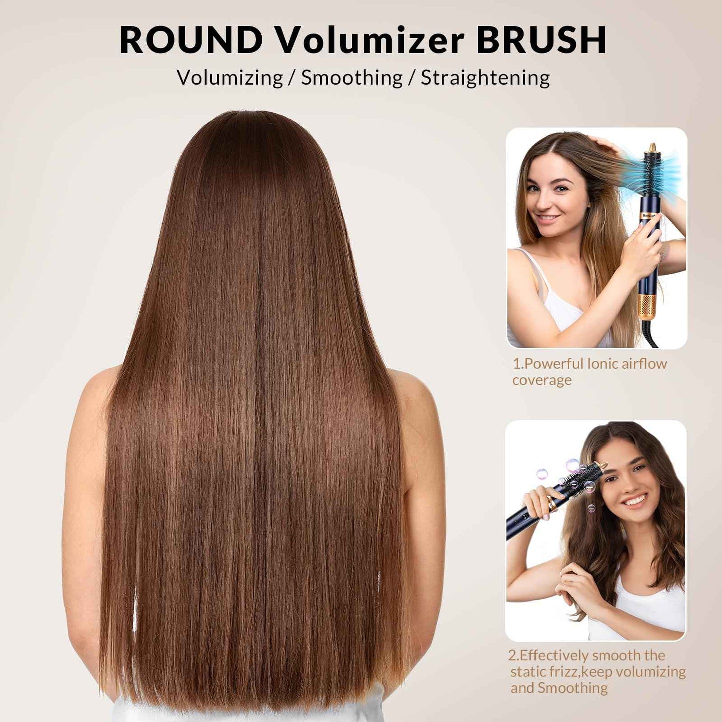 4-in-1 Hot Air Hair Styler & Hair Dryer Brush - 110,000RPM High Speed Ionic Blow Dryer for Fast Drying, Curling & Straightening - Suitable for Straight, Wavy, Curly, Coily Hair - No Heat Damage