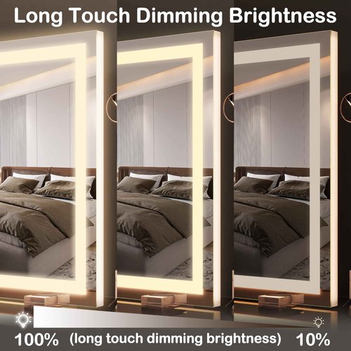 FENNIO Makeup Mirror with Lights 23"x32" ，LED Makeup Mirror ，Large Vanity Mirror with Lights，Touch Sensor with Dimmable 3 Modes, Square White