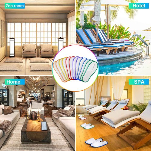 Cheecen 60 Pairs Disposable Slippers Bulk Non Slip Velvet Spa Slippers Soft Closed Toe Thick Travel Slipper for Guest Hotel Indoor House Home Wedding Bedroom Rainbow Gay Pride Party Supplies