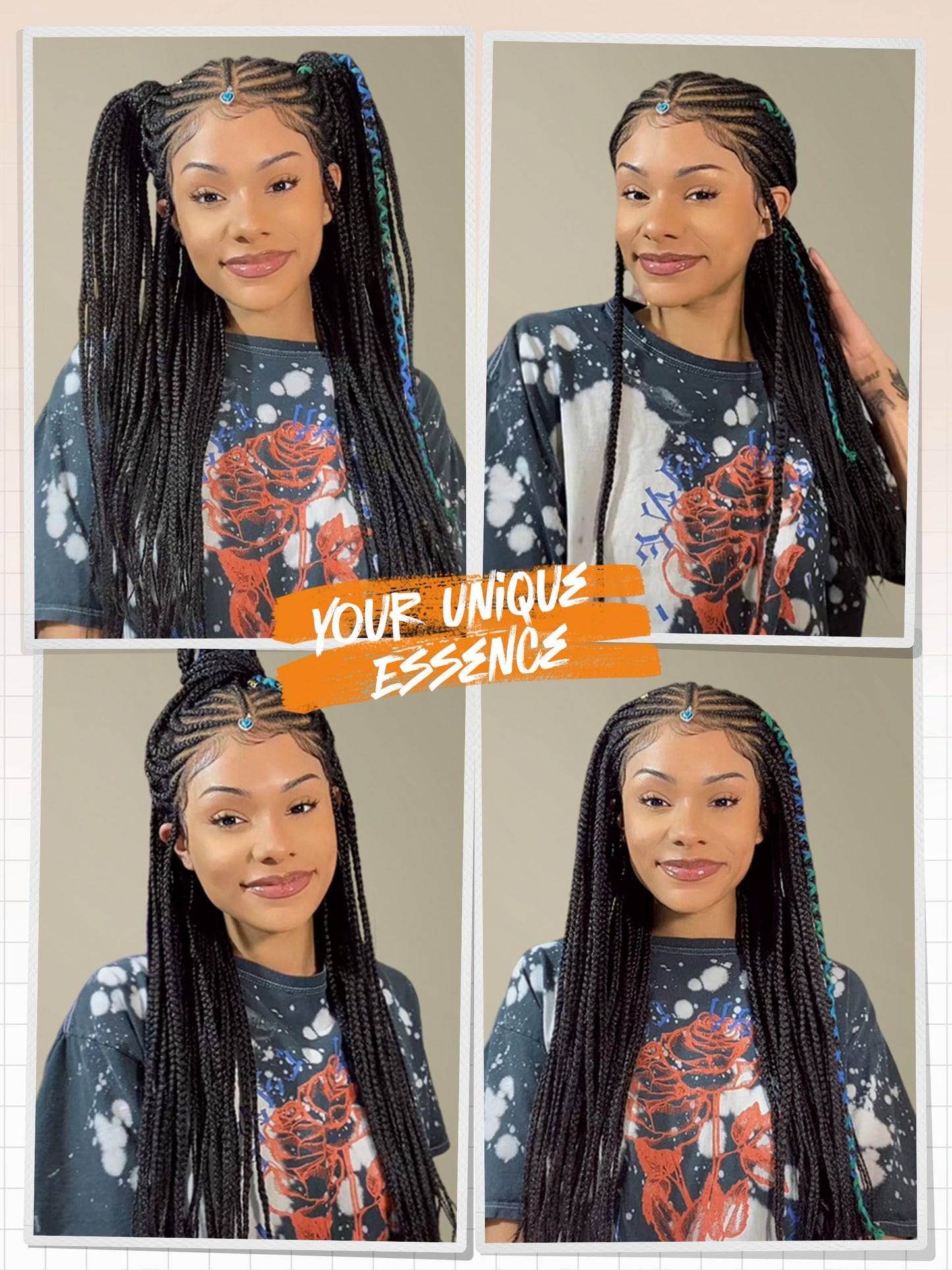 GORGIUS Braided Lace Front Wigs Pre Plucked Knotless Box Braid Wig with Baby Hair Pre Braided Glueless Synthetic Cornrown Wig For Women