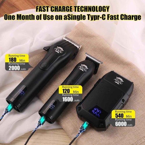 BILLAR Professional Barber Clippers and Trimmer Set - Foil Shaver Professional Hair Clippers for Men, Mens Cordless Hair Clipper for Barbers Haircut Kit（Black）