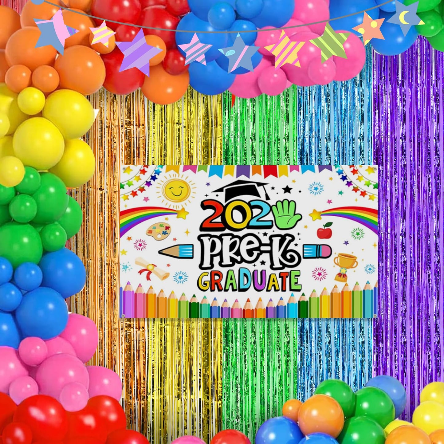 2 Pack Rainbow foil Fringe Backdrop Curtains, 3.3x6.6FT Rainbow Party Decorations Tinsel Backdrop Fringe Curtain Party Streamer for Birthday Party Engagement Graduation Pride Back to School