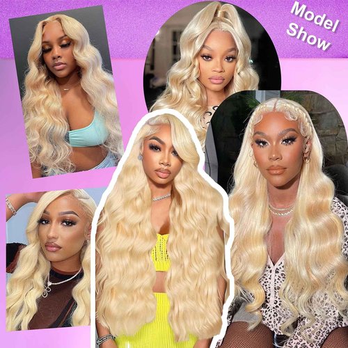 613 Blonde 13x6 HD Lace Front Wigs Body Wave Human Hair 613 Blonde Body Wave 13X6 HD Lace Frontal Wigs Pre Plucked with Baby Hair Loose Wave Wig Human Hair Daily Wear Wig for Women 24 Inch
