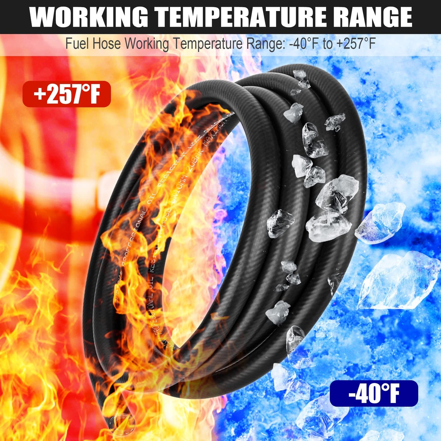 1/2 Inch (12mm) ID Fuel Line Hose 5FT NBR Rubber Push Lock Hose High Pressure 300PSI for Automotive Fuel Systems Engines