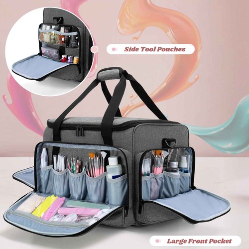 LUXJA Rolling Nail Polish Organizer Holds 90 Bottles and a Nail Lamp, Rolling Nail Polish Case with a Detachable Dolly and 3 Removable Cases (Patented), Gray