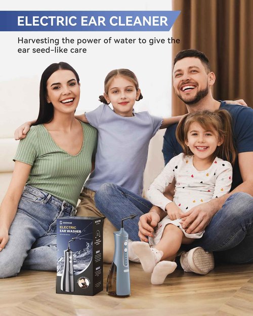 SEEDEAR Electric Ear Wax Removal Kit, Ear Wax Cleaner with 4 Water Pressure Modes, Ear Cleaning Kit Safer and More Effective Ear Irrigation Flushing System, Earwax Removal Tool with 4 Nozzles (Grey)