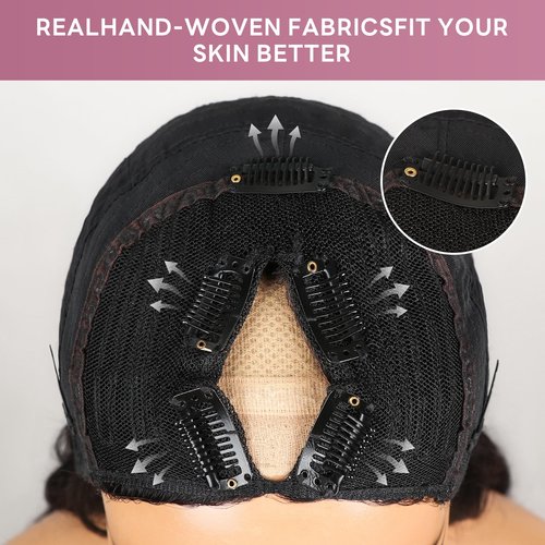 SUPERLOOK V Part Wig Human Hair Body Wave Glueless Wigs Human Hair Clip in V-Part Wigs Beginner Friendly No-Sew In No Glue Upgrade U Part Human Hair Wig 210% Density (18Inch,V Part Body Wave Wigs)