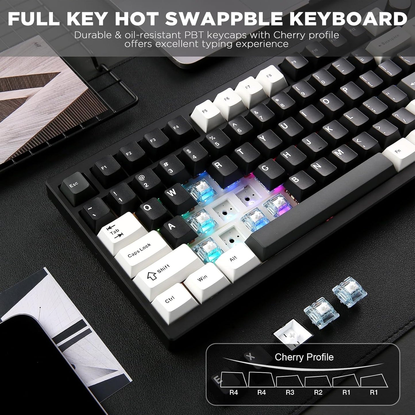 YUNZII AL80 Wireless Mechanical Keyboard,Full Aluminum CNC, Smart LCD Display,Hot Swappable Gasket Mount 75% Layout with Knob,BT/2.4G/USB-C,QMK/VIA Support for Win/Mac (Silver, Cocoa Cream V2 Switch)