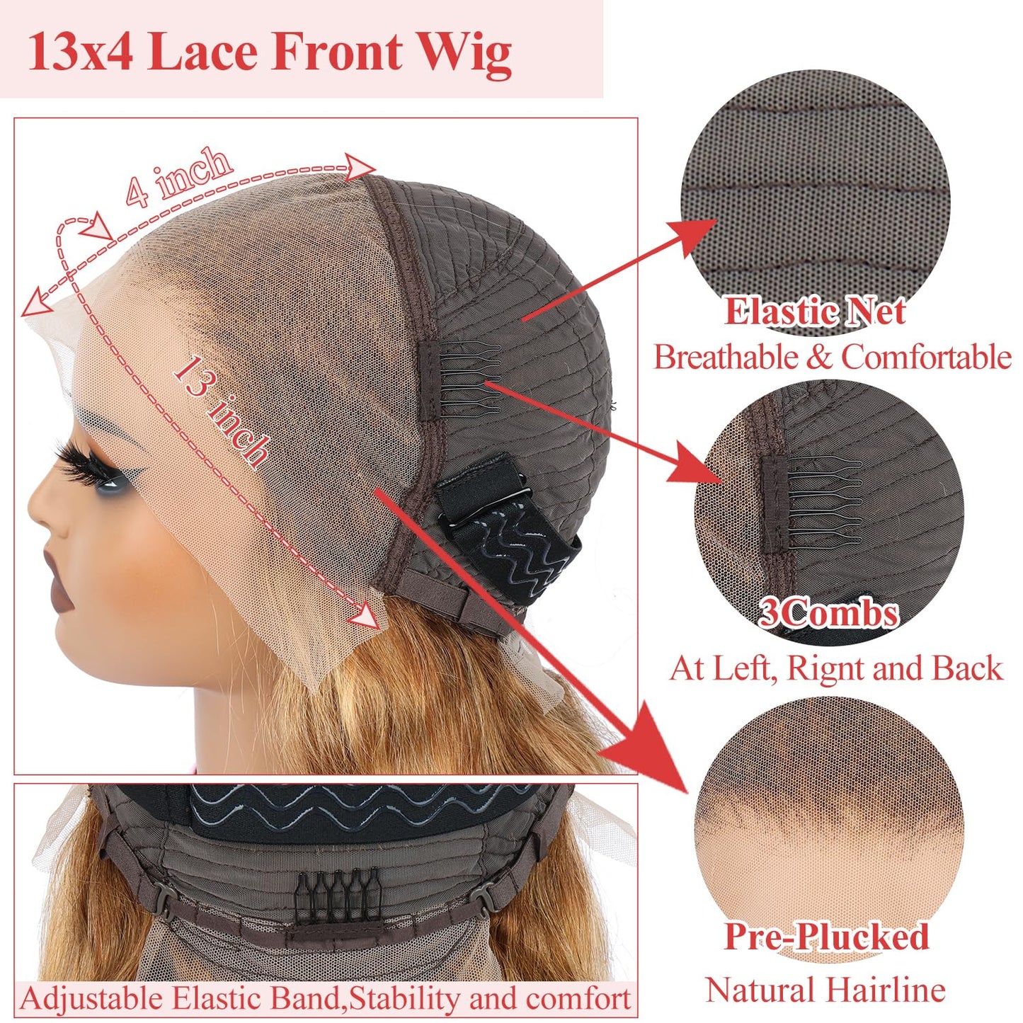 13x4 Body Wave Ombre Lace Front Wigs Human Hair for Women 180% Density HD Transparent Lace Front Honey Blonde Wig Human Hair Pre Plucked with Baby Hiar 4/27 Color Glueless Wigs Human Hair 22inch