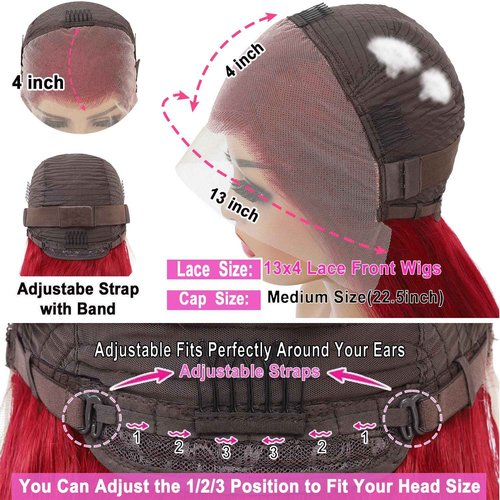 99J Burgundy Lace Front Wigs Human Hair 13X4 HD Lace Human Hair Wigs 180% Density Red Body Wave Human Hair Wigs Pre Plucked Bleached Knots Lace Front Wig With Baby Hair (22inch, 13x4 Burgundy)