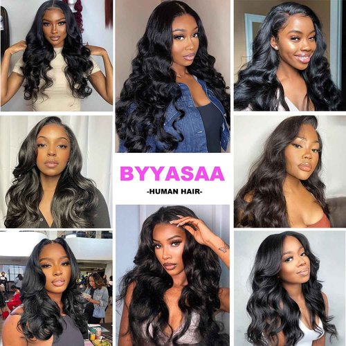 BYYASAA U Part Human Hair Wig Body Wave U Part Wig Human Hair for Black Women Glueless Wigs Human Hair Clip Natural Hair Wig Beginner Friendly Middle Part 180% Density 22inch