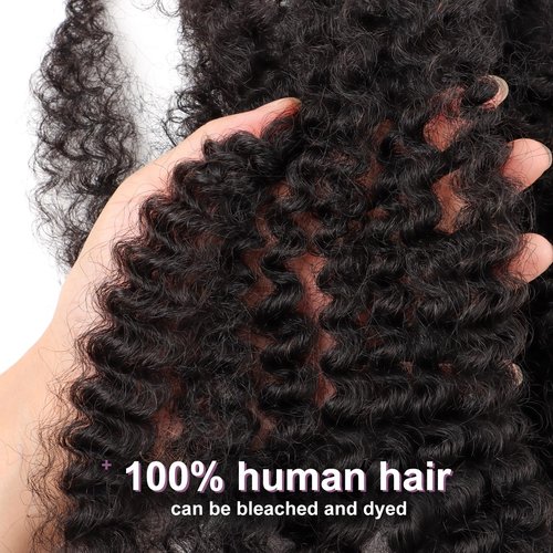 ADIASAI 2 Packs Afro Kinkys Bulk Human Hair 18 Inch 50g/Pack for Permanent Micro Locs Mini Kinky Twist Braids Loc Extensions Dreadlock Extensions Repair Locs Can Be Bleached Dyed (Natural Black)