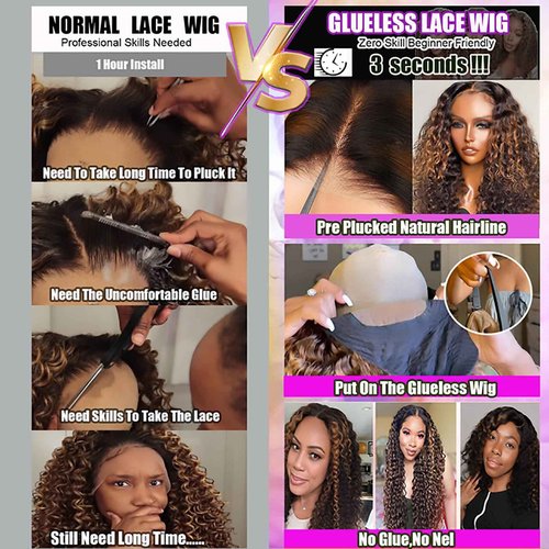 yosly Glueless Wigs Human Hair Pre Plucked Pre Cut Bob Wig Human Hair Deep Wave Bob Wig Curly Human Hair Wig For Black Women Natural Hairline Wigs Human Hair Glueless Wear and Go 1B/30 14Inch