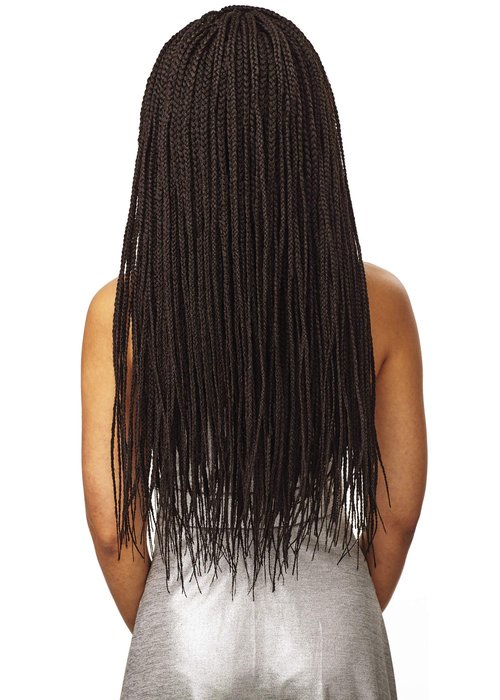 Sensationnel Cloud9 4x4 Braided Wig - Box Braid Small Hand Tied Swiss Multi Parting Lace (1B OFFBLACK)