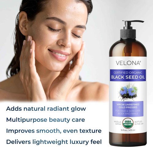 velona Black Cumin Seed Oil USDA Certified Organic - 64 Fl Oz | 100% Pure and Natural Carrier Oil | Unrefined, Cold Pressed | Hair, Body and Skin Care | Use Today - Enjoy Results…