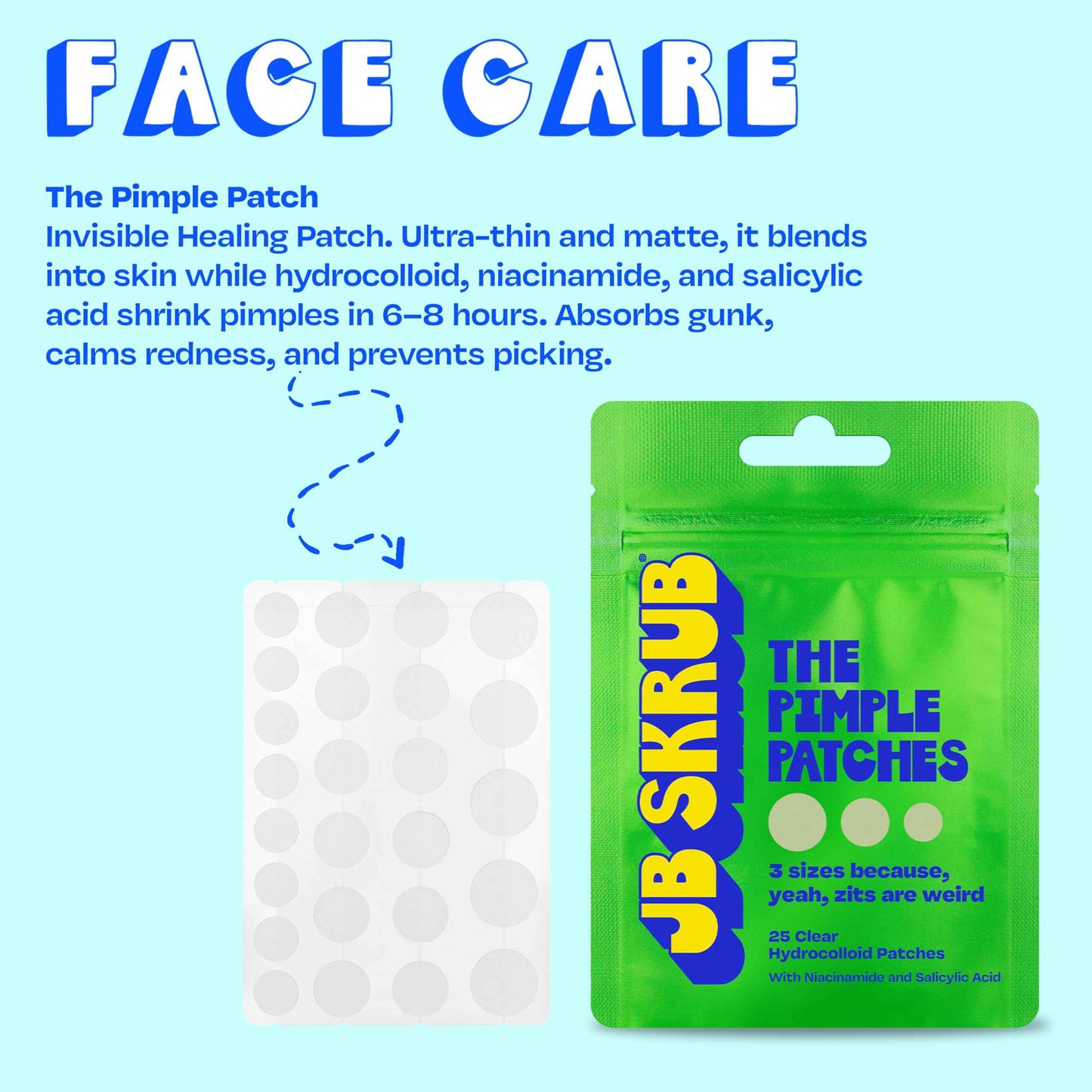 JB SKRUB The Face Kit – Pimple Patches, Pads, Wash & Lotion – Complete Skincare Set for Kids, Tweens & Teens