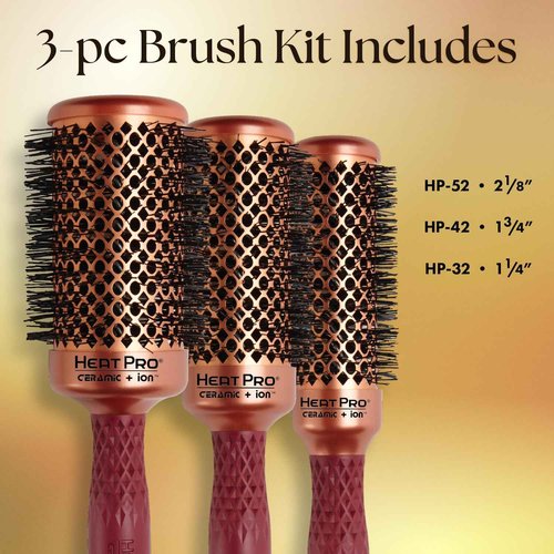 Olivia Garden Heat Pro Round Thermal Hair Brush Set, 3 Count