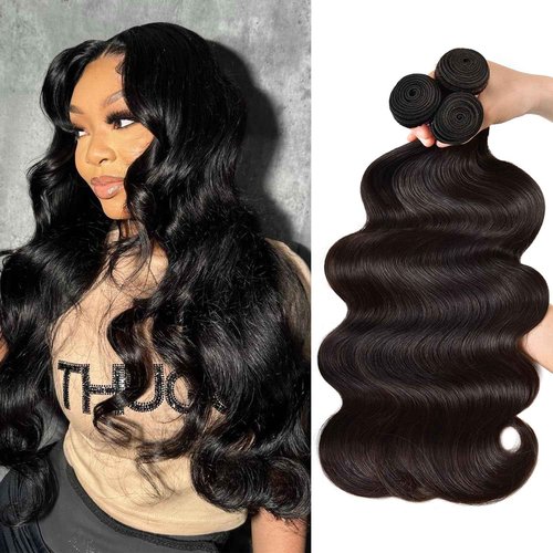 feiyunpanda Body Wave Human Hair 3 Bundles (26 28 30) 100% Unprocessed Brazilian Virgin Human Hair Weave Body Weave Bundles Human Hair Extensions 10A Wet and Wavy Bundles Natural Color