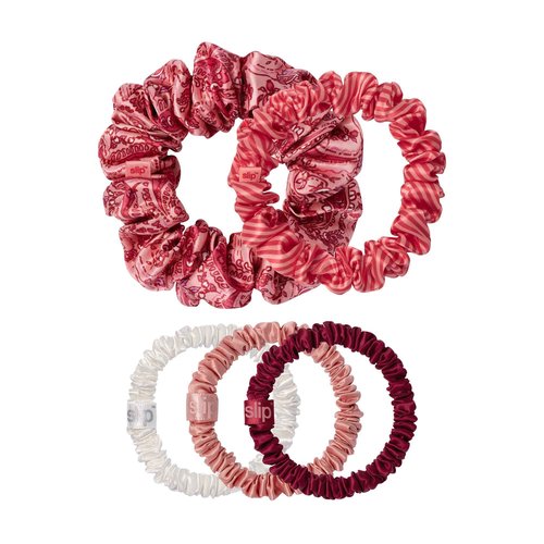 slip Assorted Scrunchie Set (Harriet) | Includes 3 Skinny, 1 Midi & 1 Large Pure Silk Scrunchies | 100% Mulberry Silk, Anti-Crease, Gentle on Hair, Reduces Breakage | Elegant & Durable