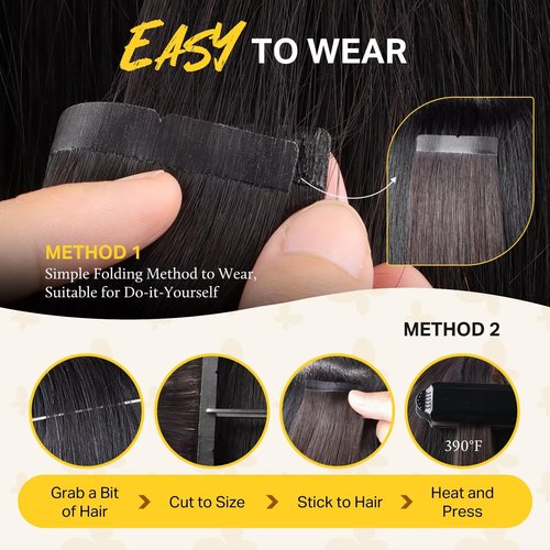 DOORES Hair Extensions Real Human Hair Wide Tape ins, Balayage Dark Brown to Chestnut Brown 20 Inch 10pcs 50g, Tape in Extensions Human Real Remy Invisible Fullness Skin Weft Silky Straight for Woman