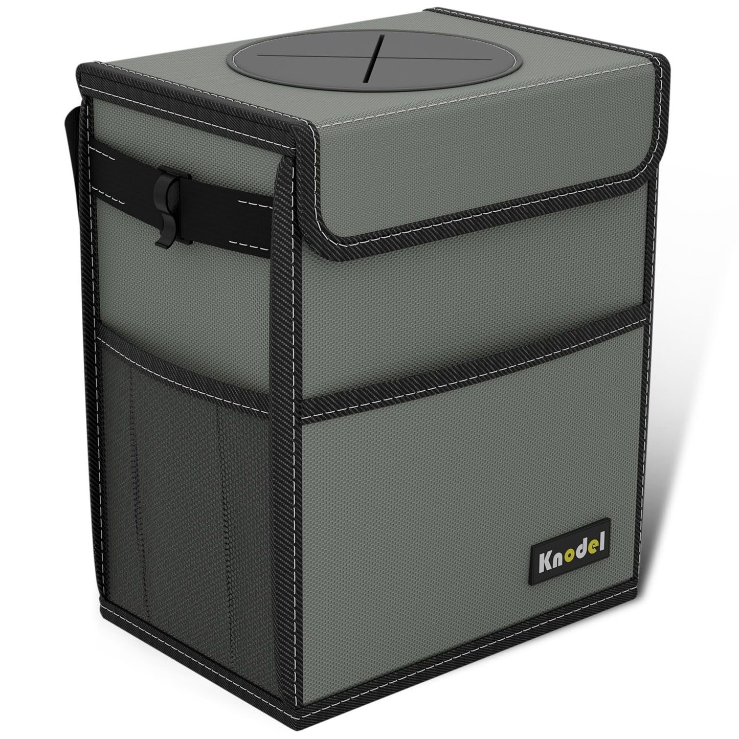 K KNODEL Car Trash Can, Waterproof Garbage Can, Trash Bag with Lid, Leak-Proof Car Bin, Trash Hanging Bag for SUV (Medium, Gray)