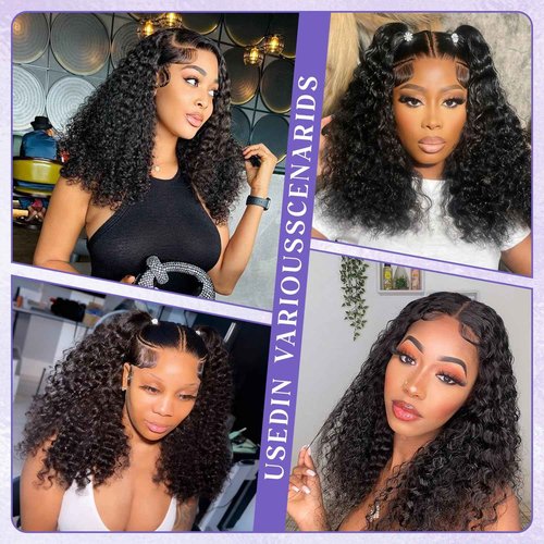 TOYERE Bob Wig Human Hair 13x6 Lace Frontal Deep Curly Wave, 200 Density Short Wigs for Black Women, Pre Plucked with Baby Hair Natural Hairline Easy to Style (16 Inch)