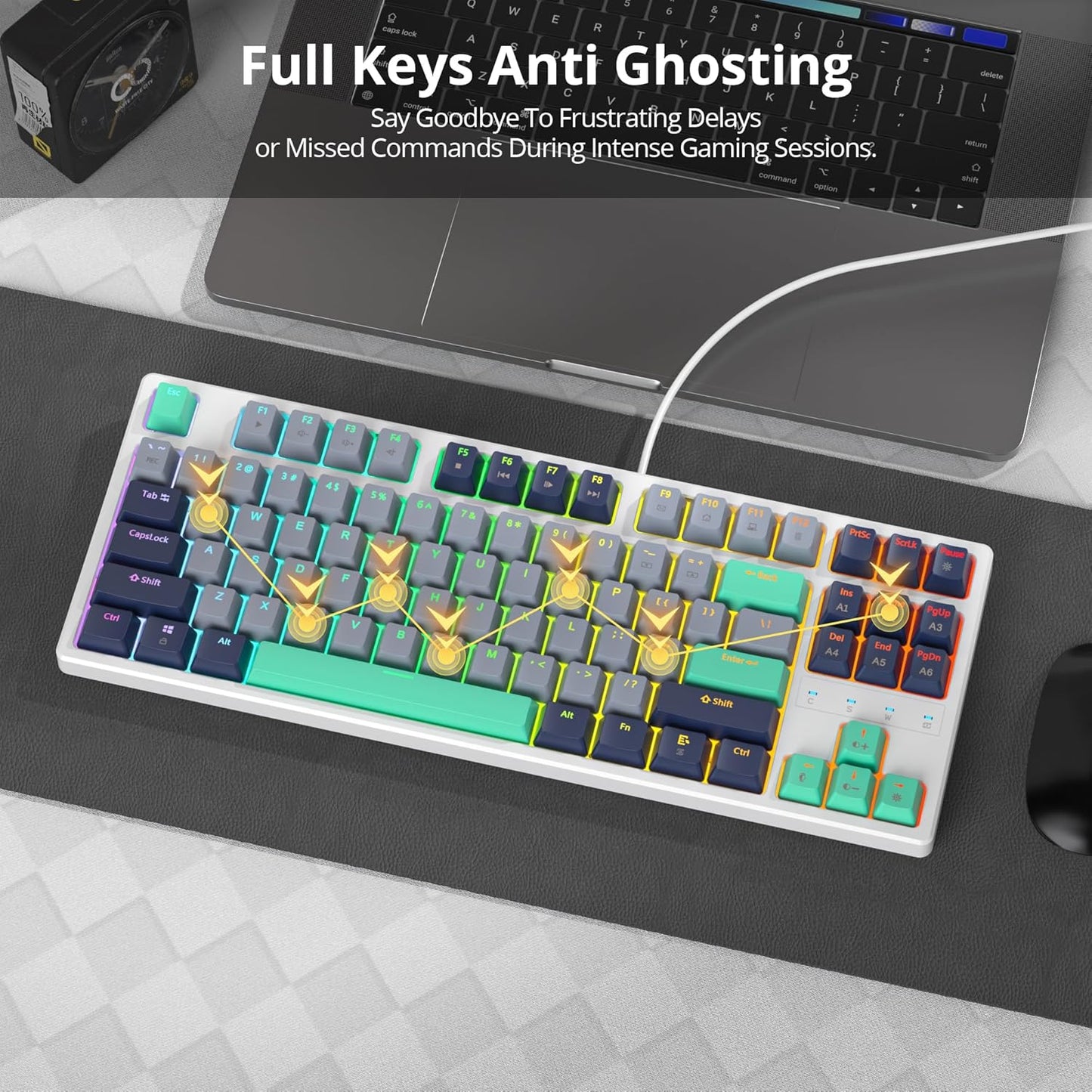 75% Mechanical Gaming Keyboard, 87 Keys Compact TKL Wired Linear Red Switches Detachable USB NKRO RGB Backlight Keyboard for Win/Mac/PS4/PS5/Xbox.（Blue Samurai）