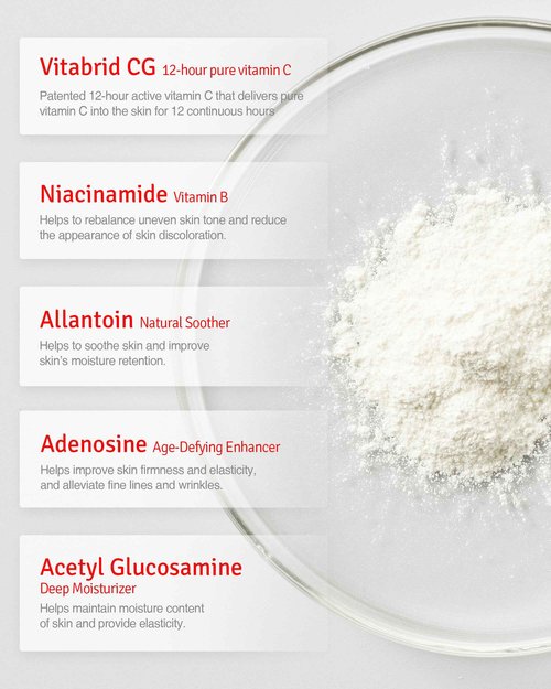 Vitamin C Boost Powder for Face with Niacinamide - 12 hours Active Vitamin C - Even Skin Tone, Age Defying, Minimizing Pores - Mix Powder with Serum & Cream, 0.1oz.