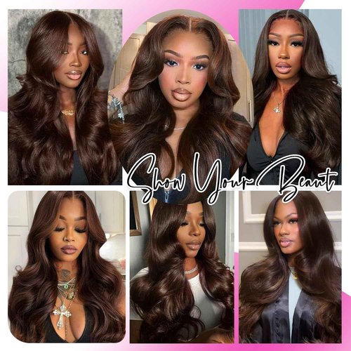 Chocolate Brown Lace Front Wig Human Hair 28 Inch Body Wave 13x6 HD Lace Frontal Wigs Human Hair Pre Plucked for Women